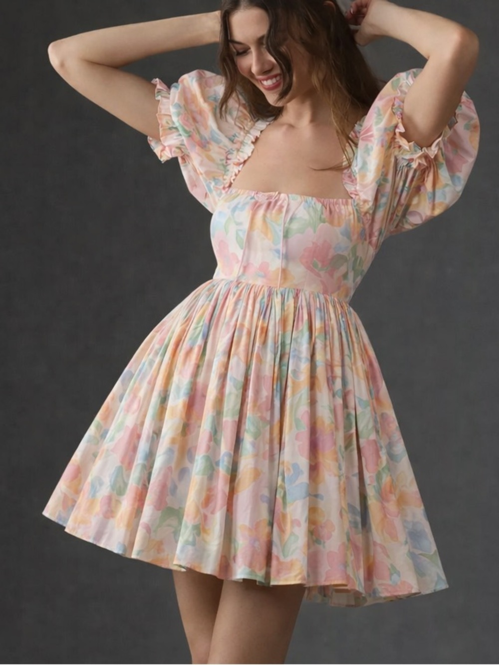 Selkie Grapefruit Beach Day Dress XS NWT Puff Sleeve Babydoll Cottagecore Pink